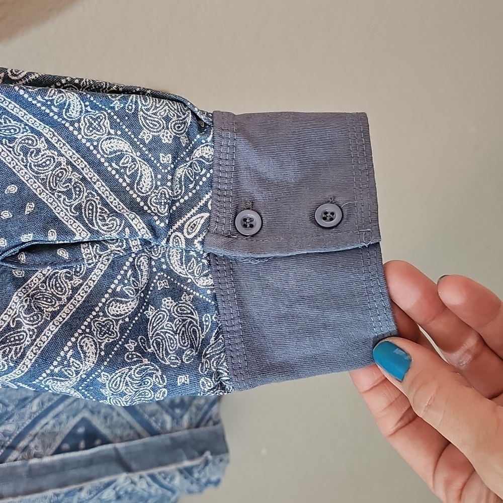 NWT Umgee Paisley Print Denim Shirt Jacket, Womens Medium Oversized Cotton Blend - Picture 10 of 10